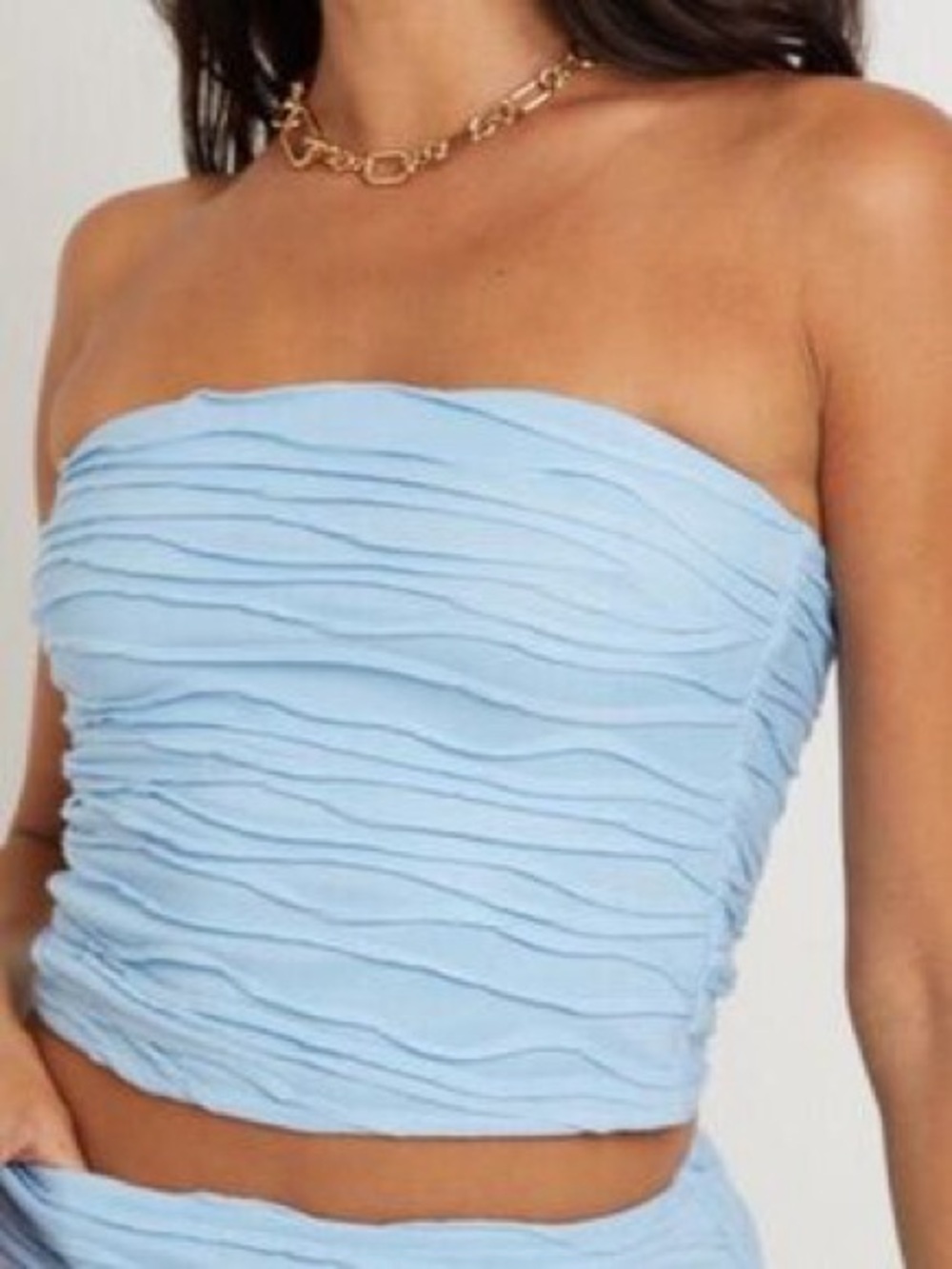 Princess Polly Cecile light blue strapless tube crop top - Picture 4 of 4